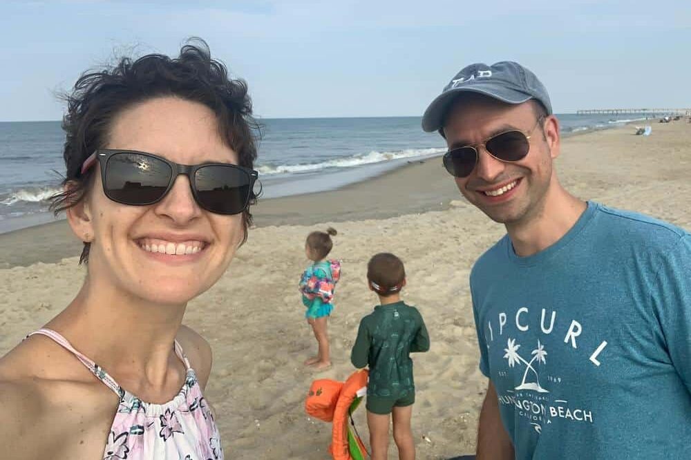 Lillie-pitman-family-beach-smiling Dr. Lillie pitman and husband with children on beach