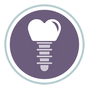 Ceramic dental implant icon representing metal-free implant treatment at synergy periodontics & implants